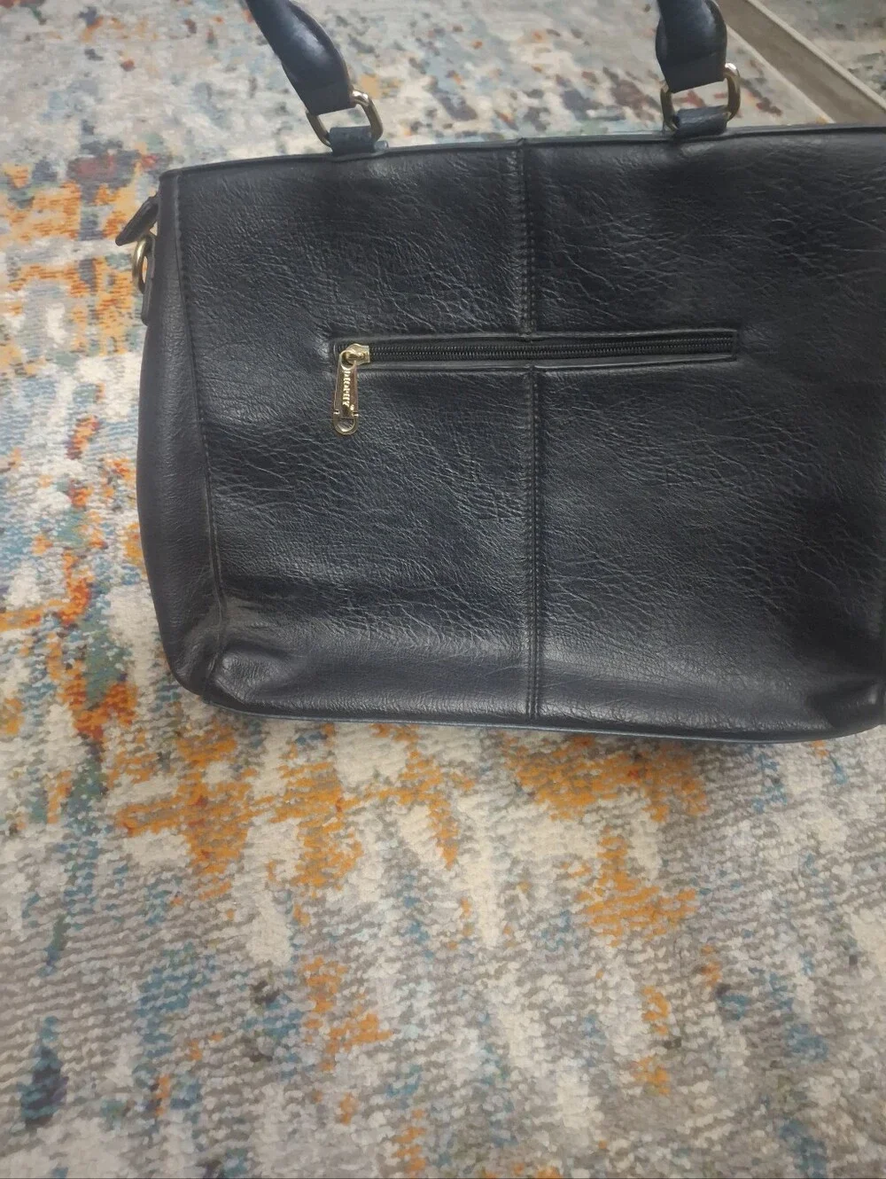 DIOPHY Two-Tone Black and Brown Women's Satchel with Gold Hardware